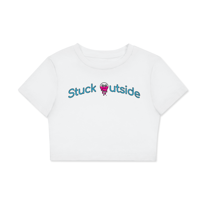 Stuck Outside Fitted Crop Tee - White